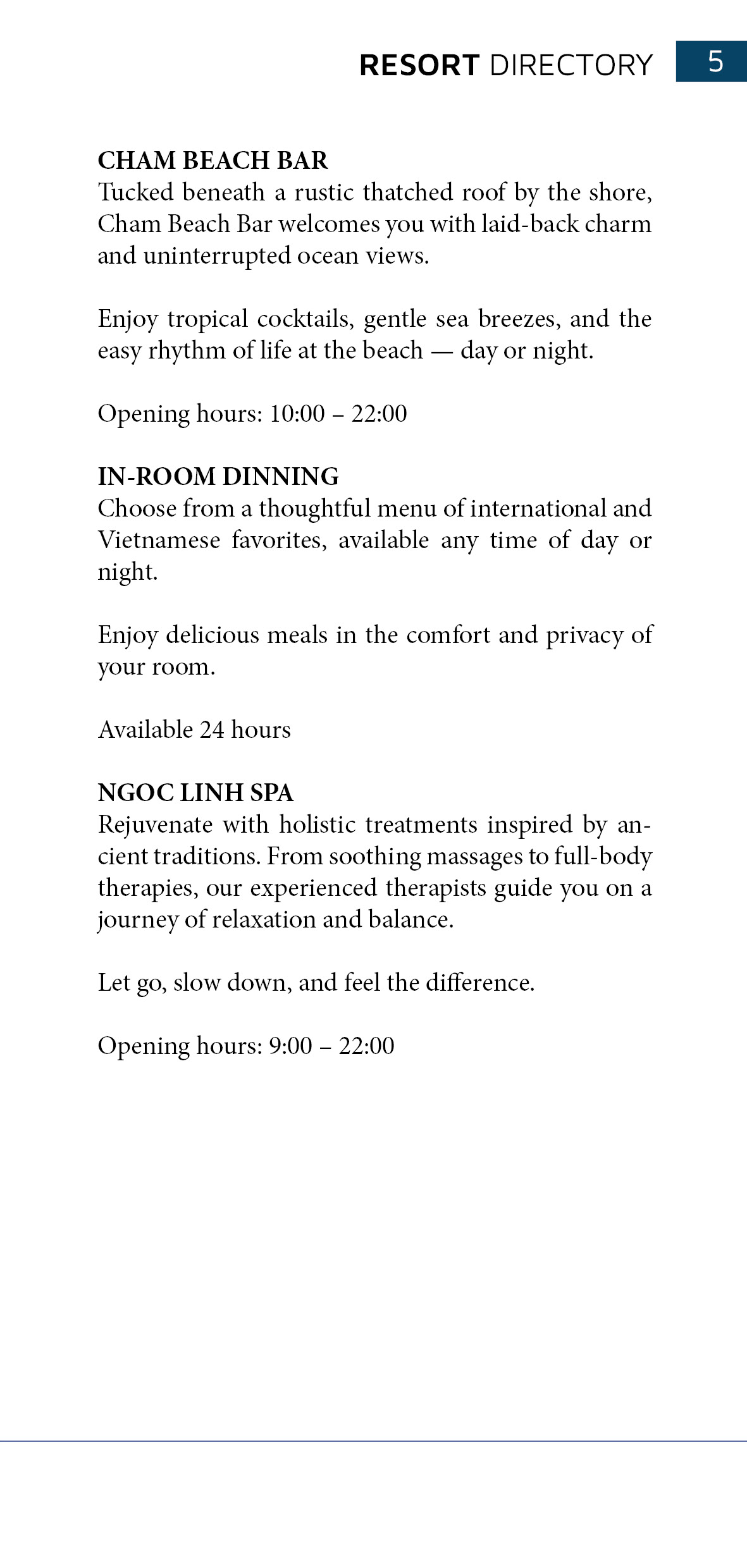 Bliss Hoi An Resort Directory - Facilities